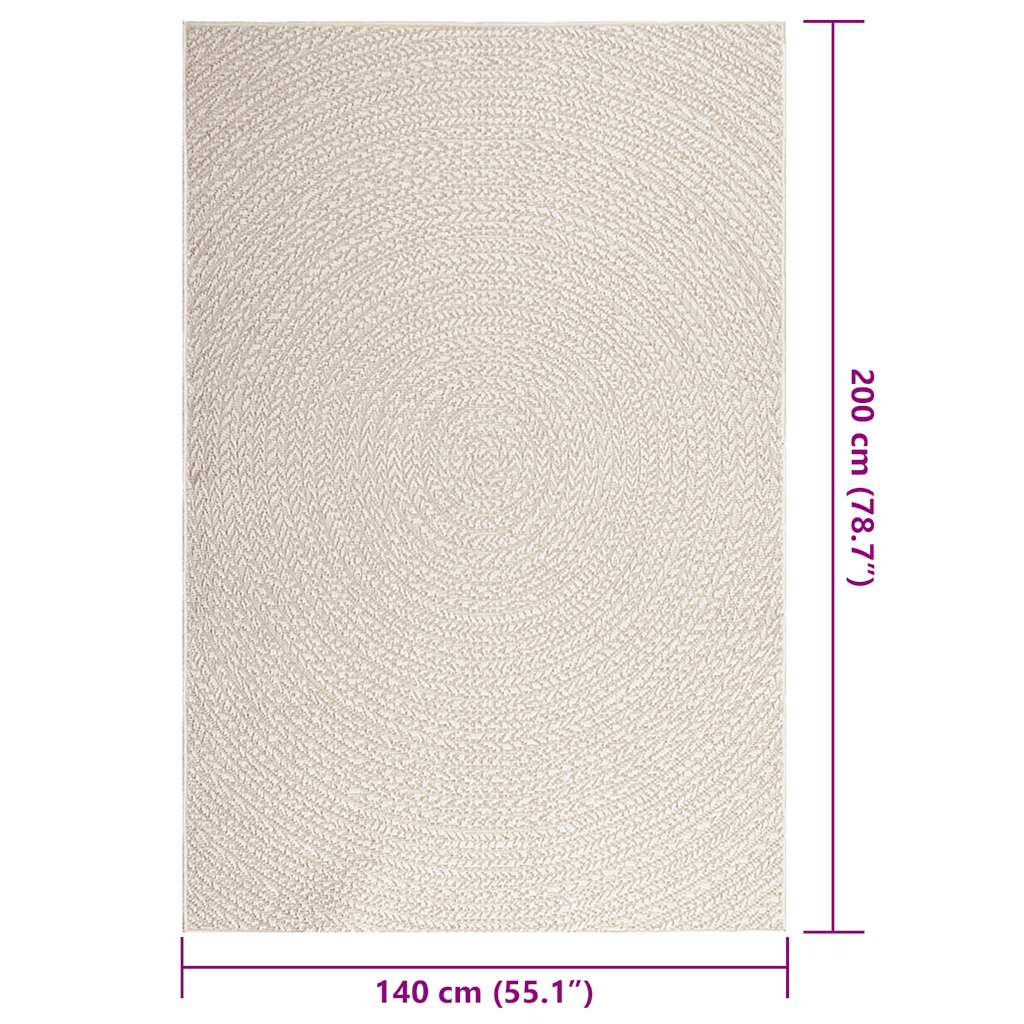 ZIZUR krém juta hatású beltéri és kültéri szőnyeg 140x200 cm