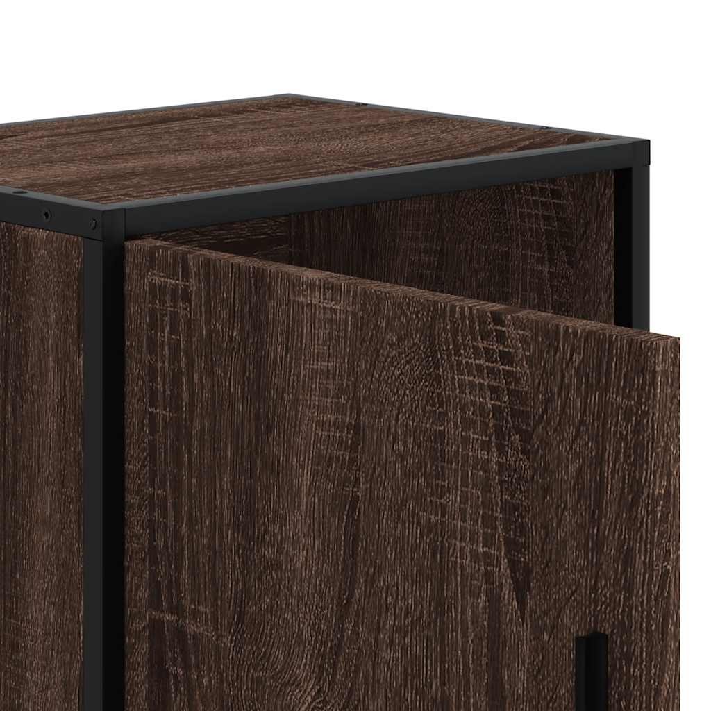 éjjeliszekrények 2 db barna tölgy 40x31x50 cm műfából és fémből