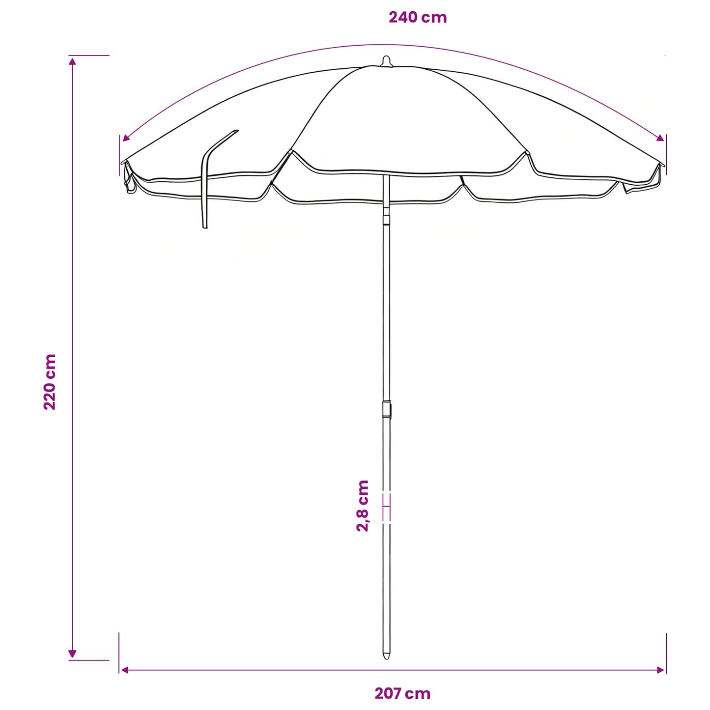 Kerti napernyő 240 cm 170T poliészter Terepszínű