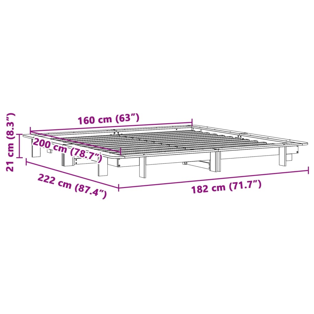 viaszbarna tömör fenyőfa ágy matrac nélkül 160 x 200 cm