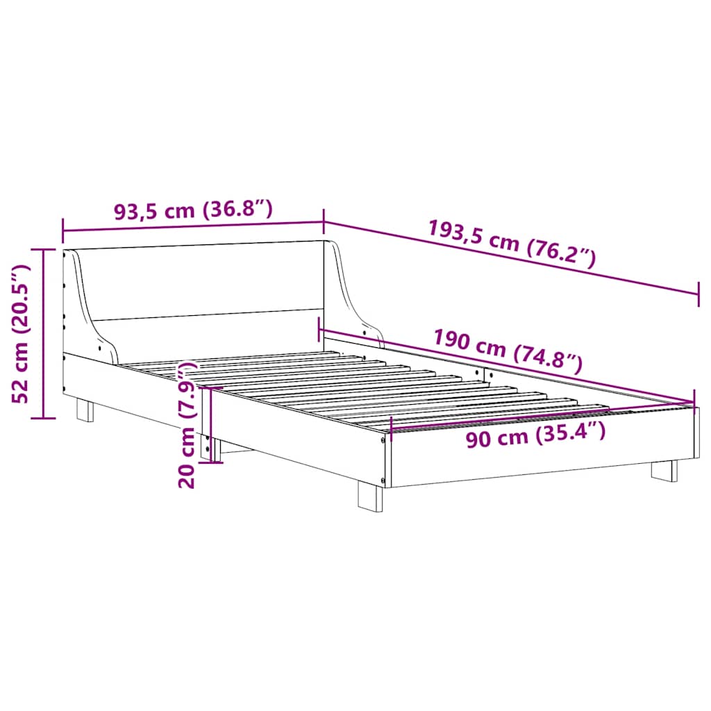 viaszbarna tömör fenyőfa ágy matrac nélkül 90 x 190 cm