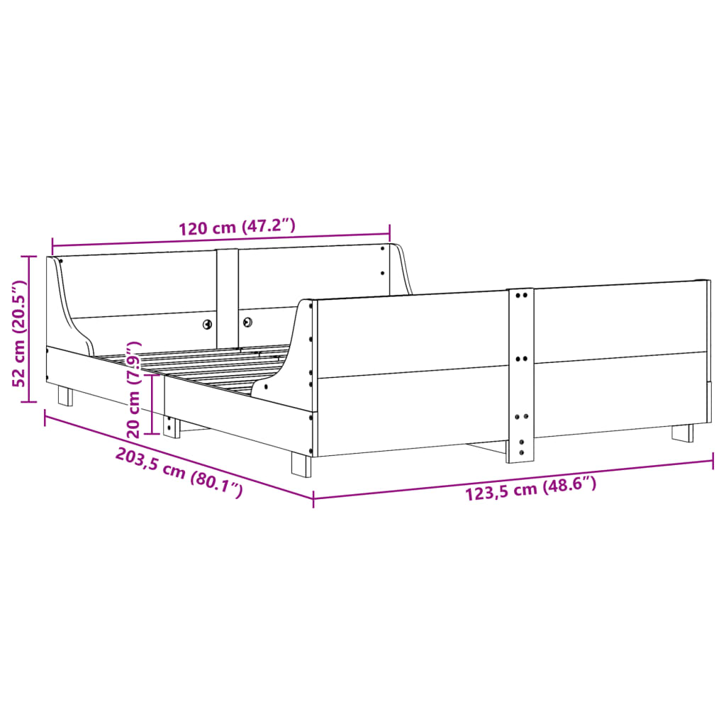 fehér tömör fenyőfa ágy matrac nélkül 120 x 200 cm