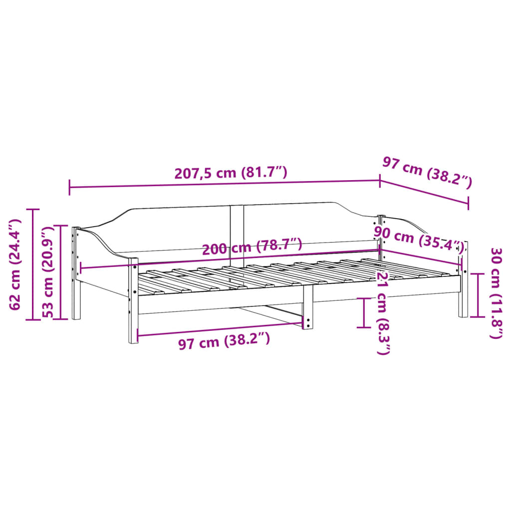 fehér tömör fenyőfa ágy matrac nélkül 90 x 200 cm