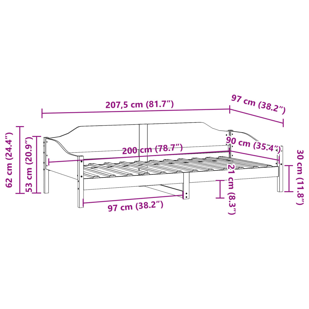 viaszbarna tömör fenyőfa ágy matrac nélkül 90 x 200 cm