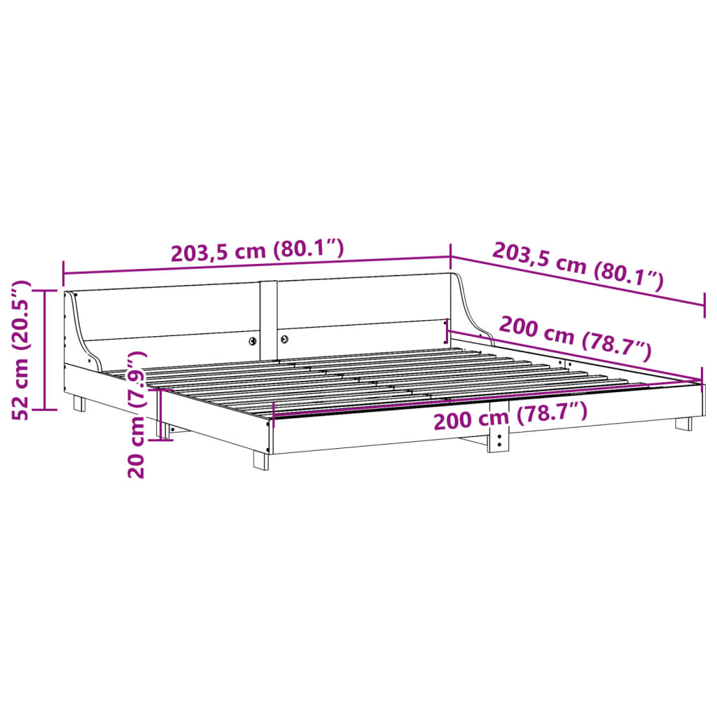 tömör fenyőfa ágy matrac nélkül 200 x 200 cm