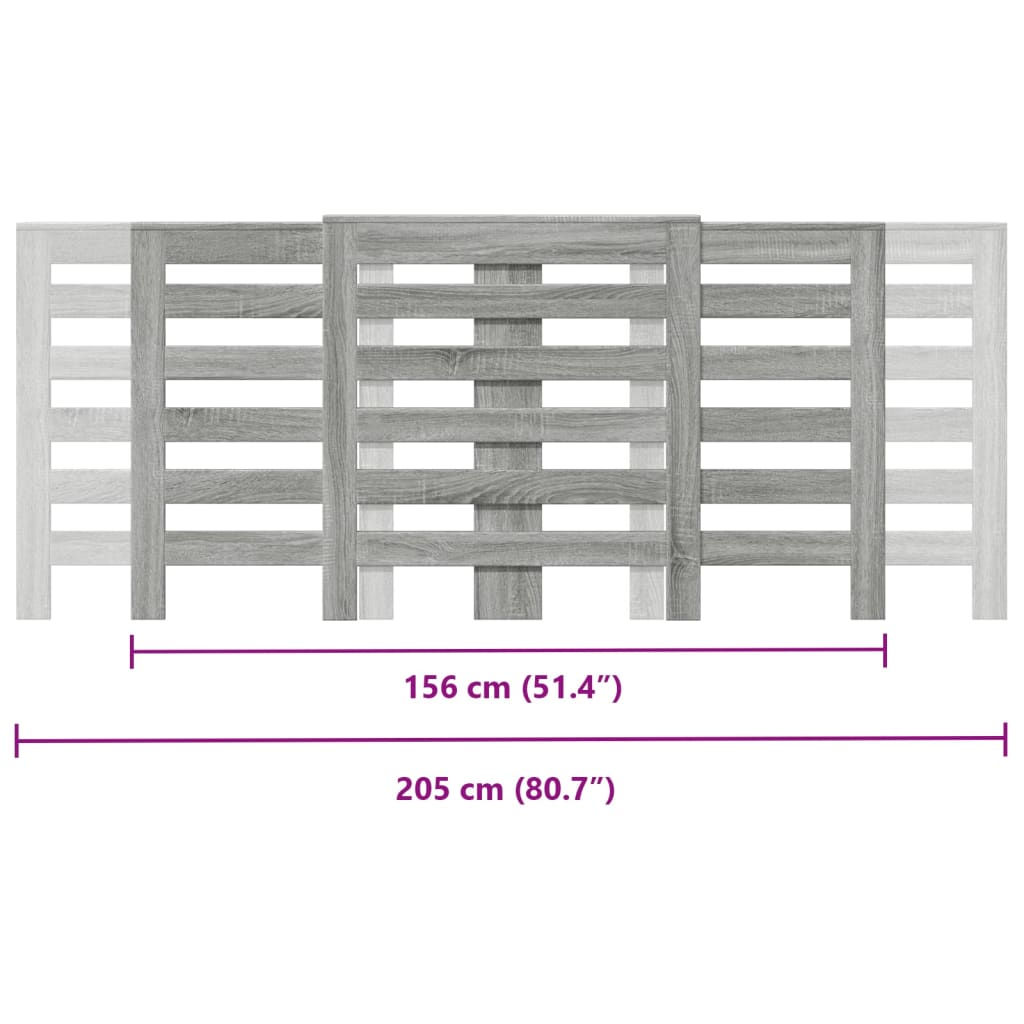 szürke sonoma szerelt fa radiátorburkolat 205x21,5x83,5 cm