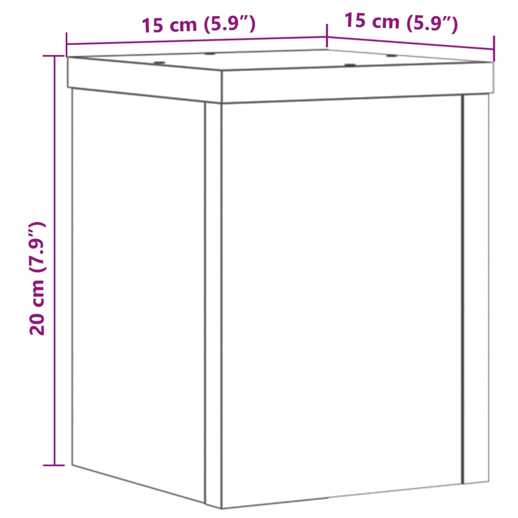 2 db antik fa színű szerelt fa növénytartó állvány 15x15x20 cm