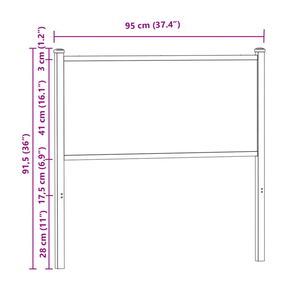 füstös tölgy színű szerelt fa és acél csere fejtámla 90 cm