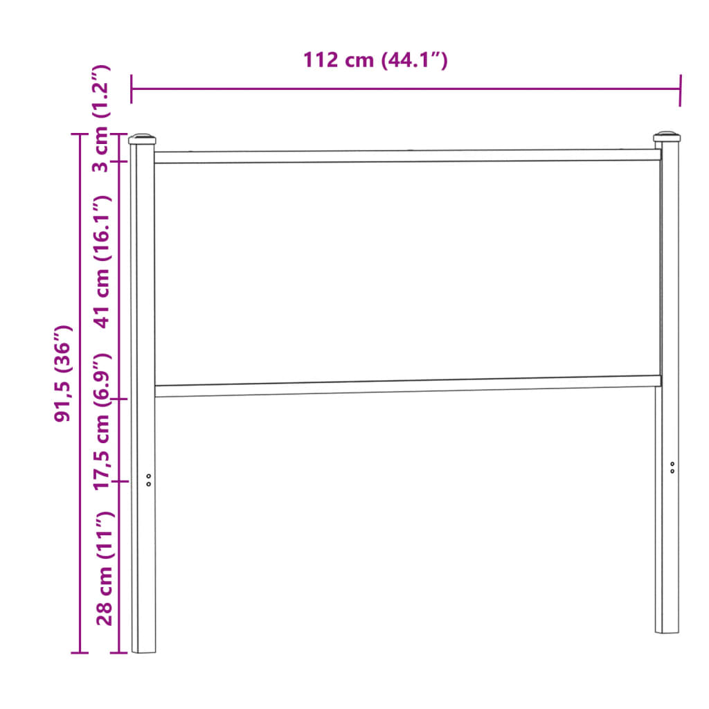 füstös tölgy színű szerelt fa és acél csere fejtámla 107 cm