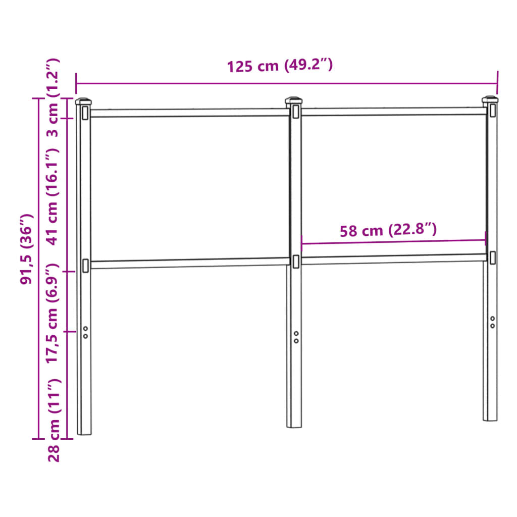 füstös tölgy színű szerelt fa és acél csere fejtámla 120 cm