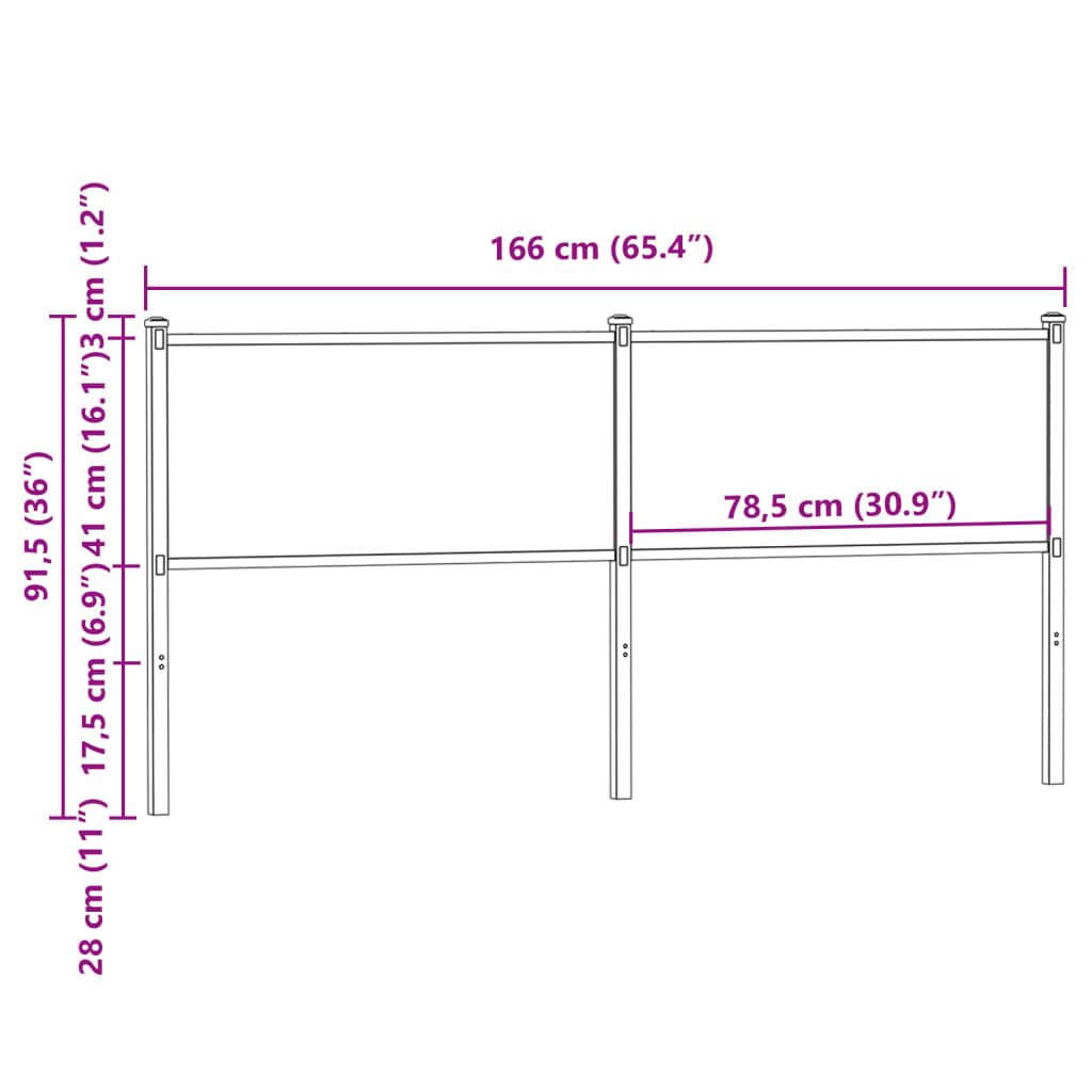 füstös tölgy színű szerelt fa és acél csere fejtámla 160 cm