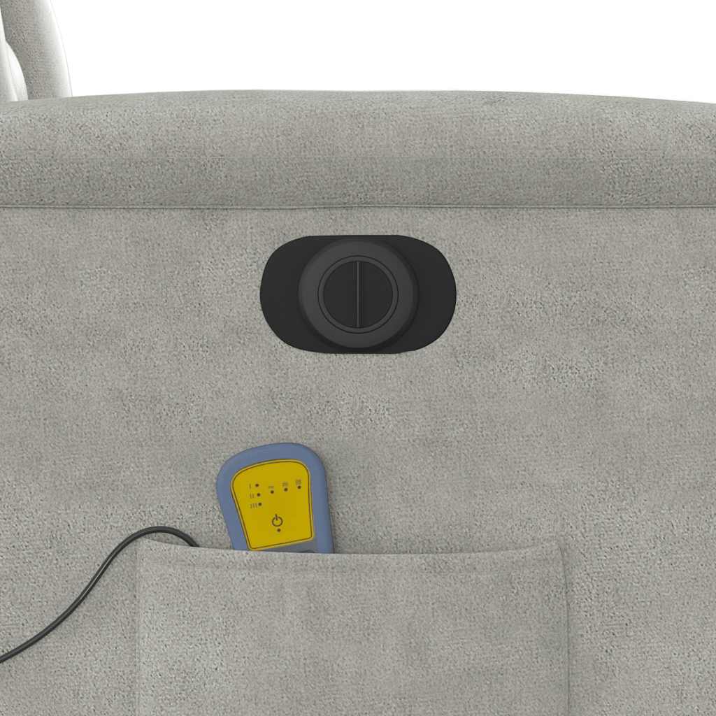 világosszürke mikroszálas szövet elektromos álló masszázsfotel