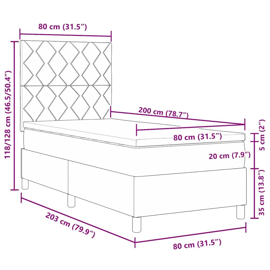 Boxrugós ágy fejtámlával Rózsaszín 80 x 200 cm Bársony