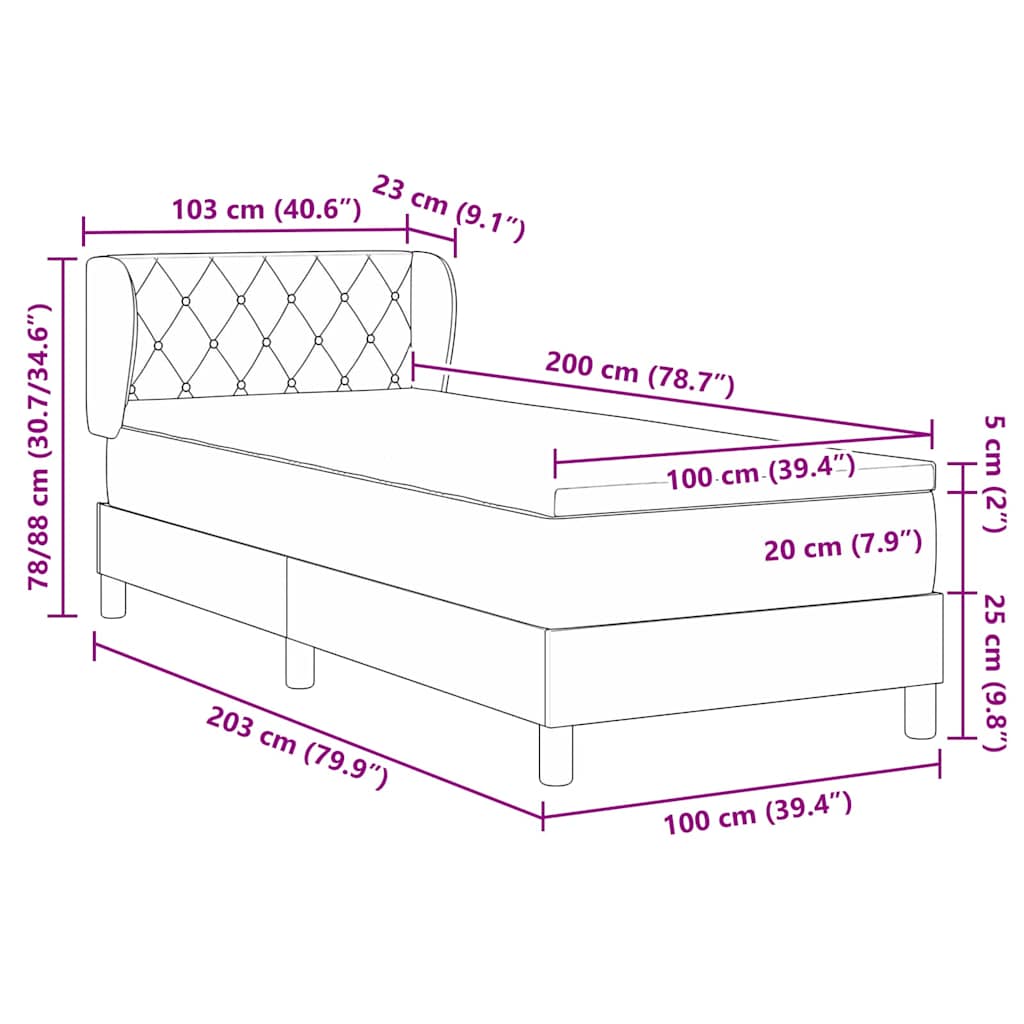 Boxrugós ágy fejtámlával Sötétzöld 100 x 200 cm Bársony
