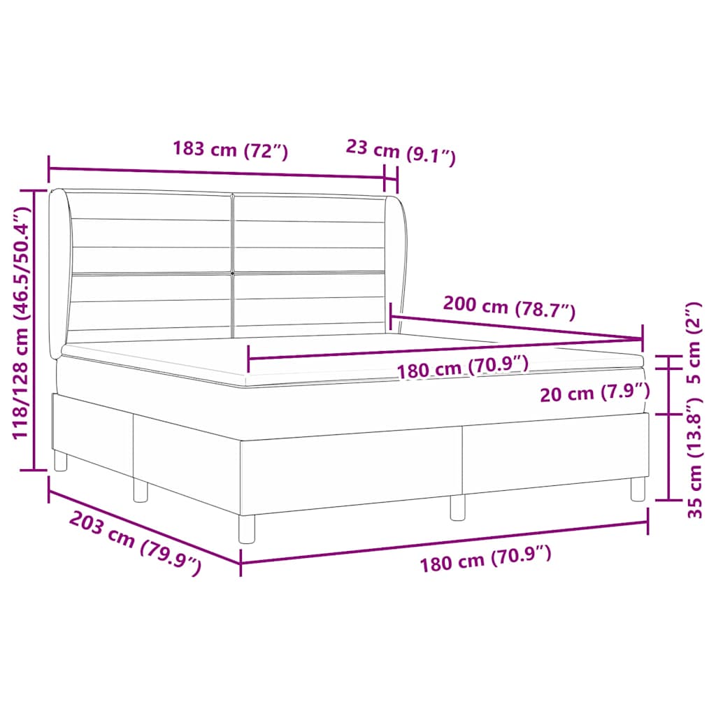 Boxrugós ágy matracmal fejtámlával Fekete 180 x 200 cm szövet