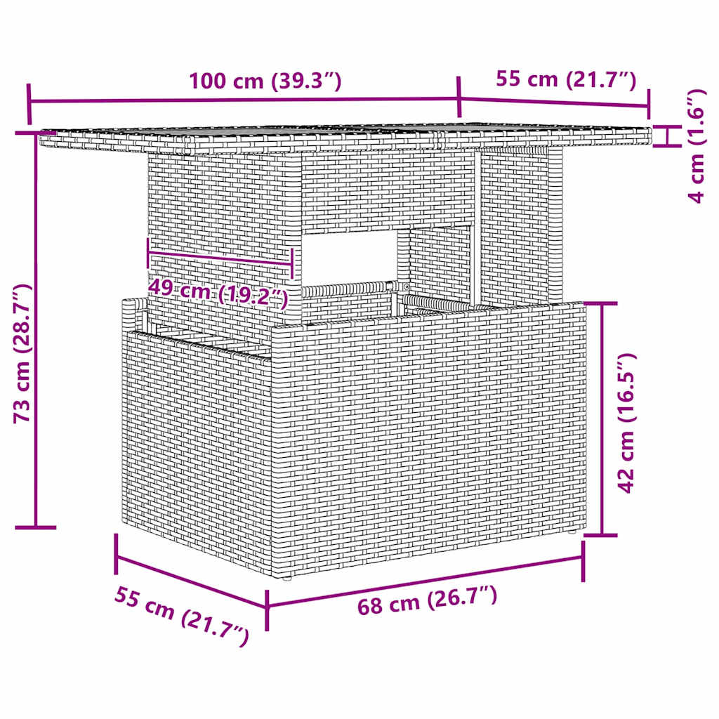 Kerti Kanapé Szett párnával 8 pcs Bézs Poli rattan