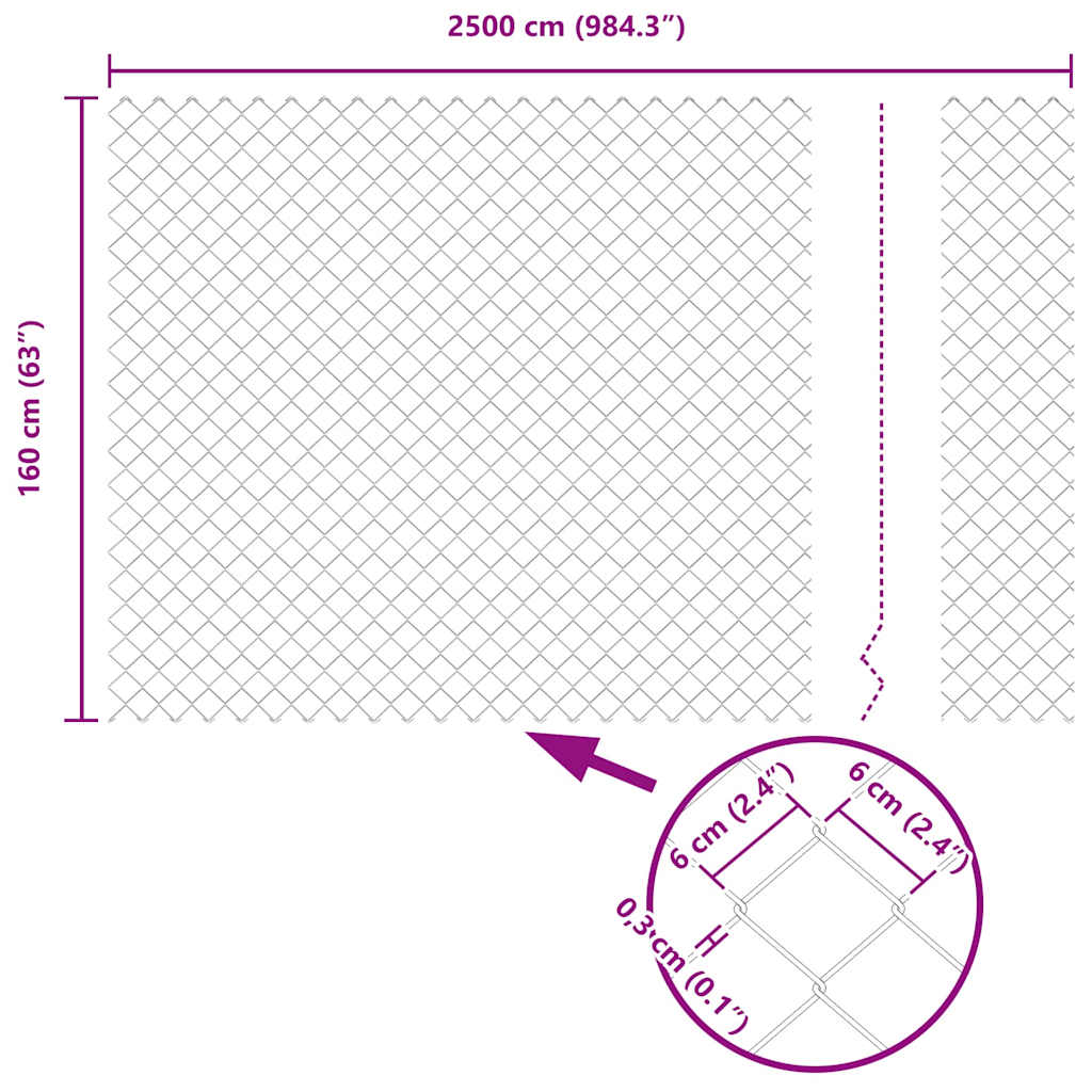 Kerítésoszlop Szürke 25 x 1,6 m (60 x 60 mm háló) Acél és PVC