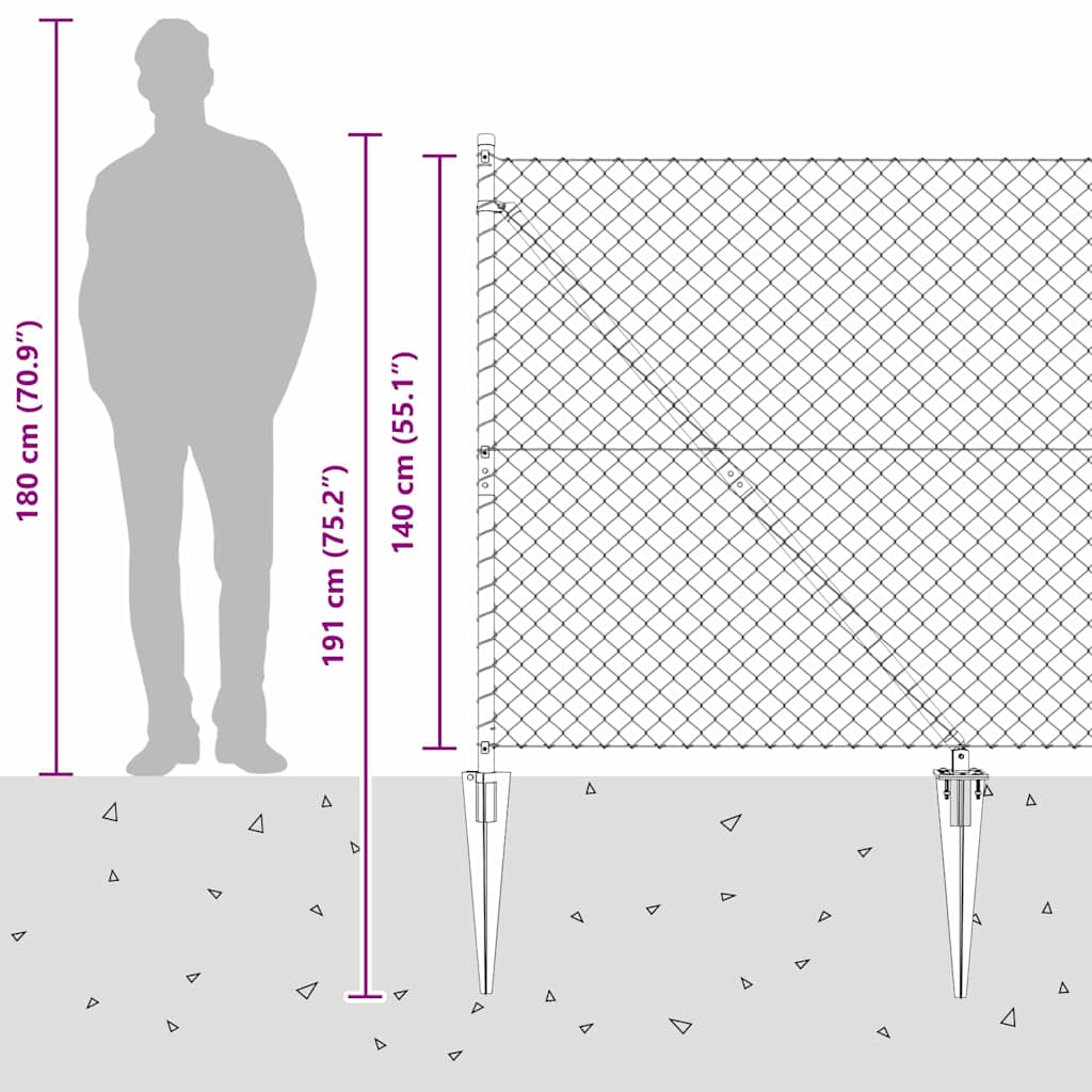 Tüskés láncszem kerítés 10 x 1,4 m Horganyzott Acél Ezüst Háló
