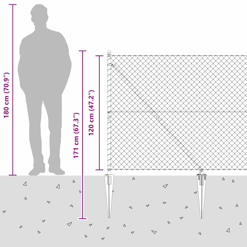 Külső lánckapcsolatos kerítés tüskékkel 25 x 1,2 m Ezüst Háló