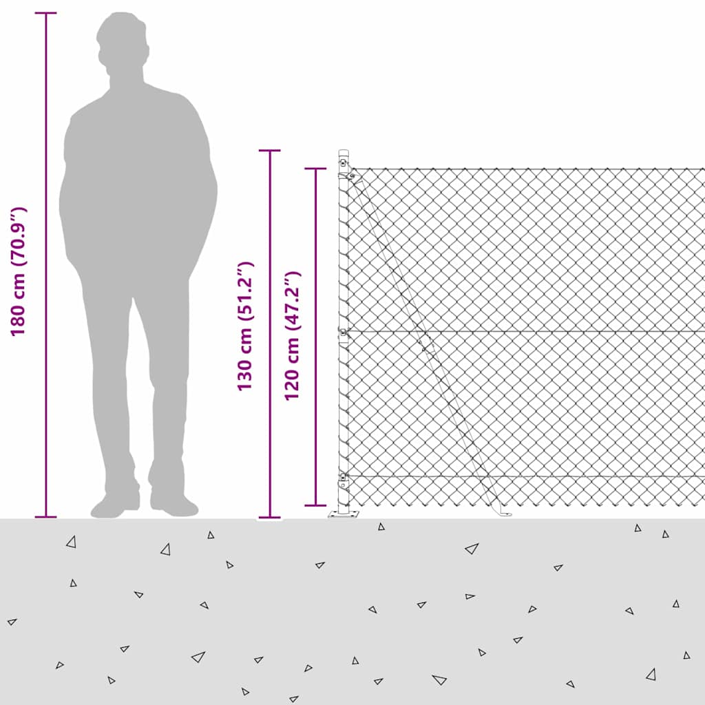 Láncos kerítés betonalappal 10 x 1,2 m PVC-bevonatos acél Zöld