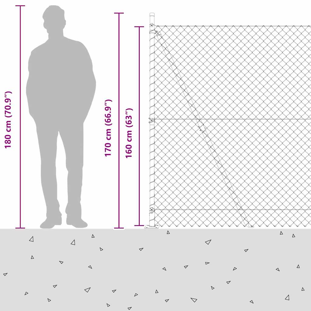Láncos kerítés betonalappal 10 x 1,6 m PVC-bevonatos acél Zöld