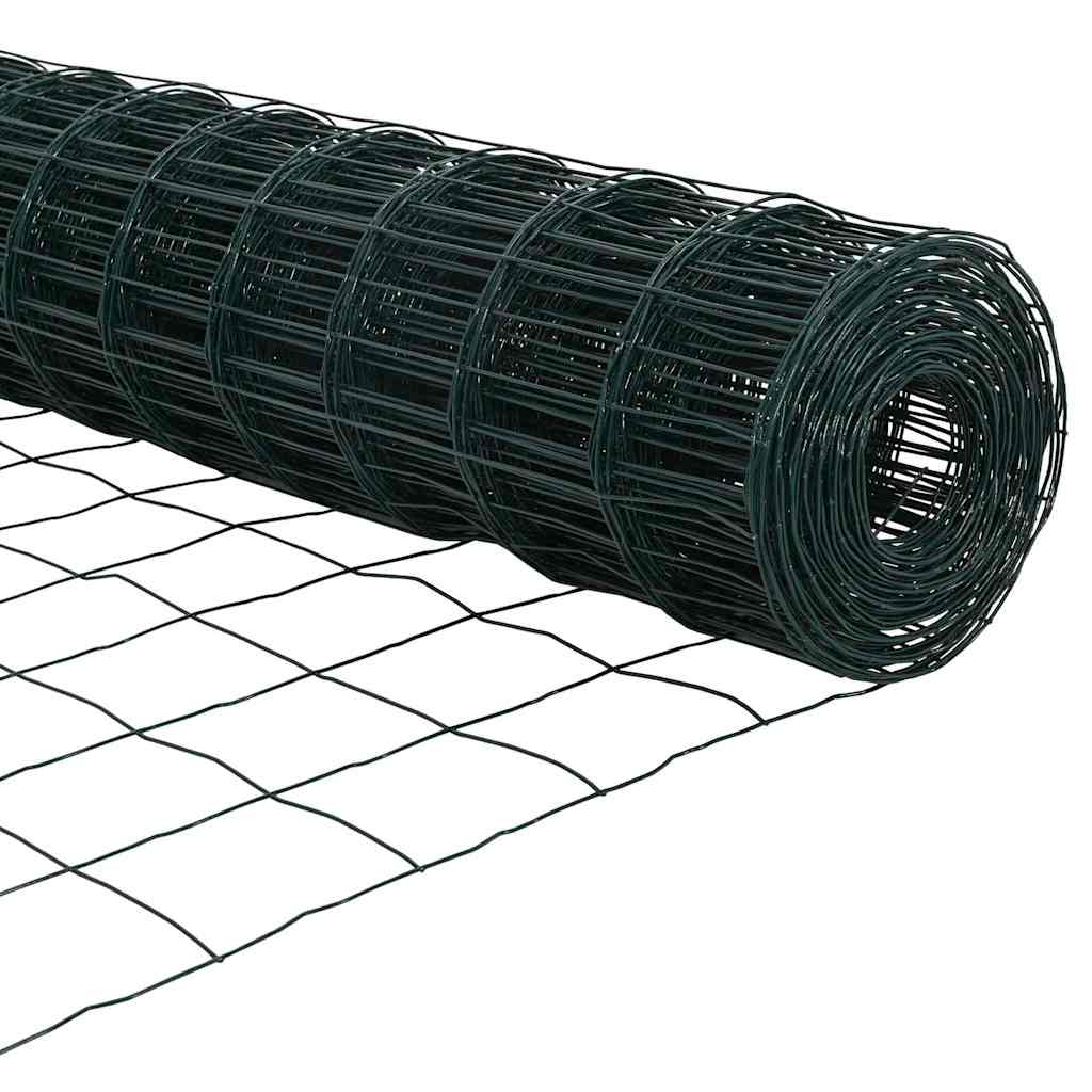 Kerítés oszlopokkal Zöld 0,4 x 10 m Acél és PVC