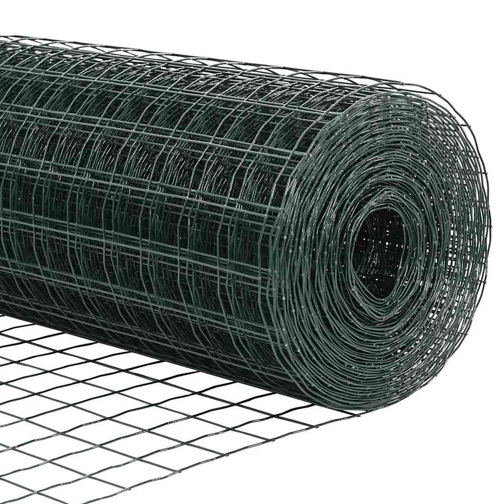 Kerítés oszlopokkal Zöld 0,6 x 50 m Acél és PVC