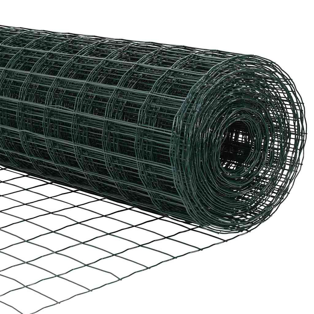 Kerítés oszlopokkal Zöld 0,6 x 50 m Acél és PVC
