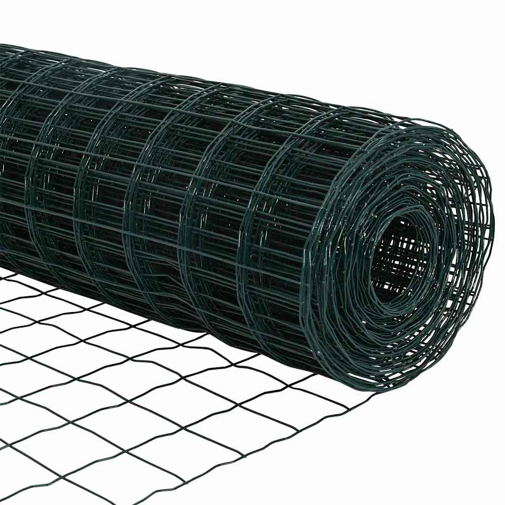 Kerítés oszlopokkal Zöld 0,8 x 25 m Acél