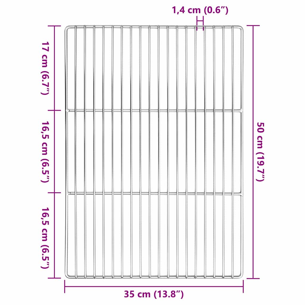 Grill rács 50 x 35 cm Rozsdamentes Acél Ezüst
