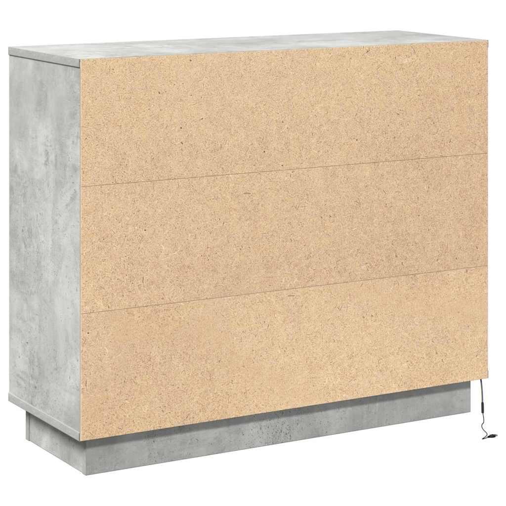 LED tálaló Beton Szürke 90 x 32 x 75 cm Szerelt Fa