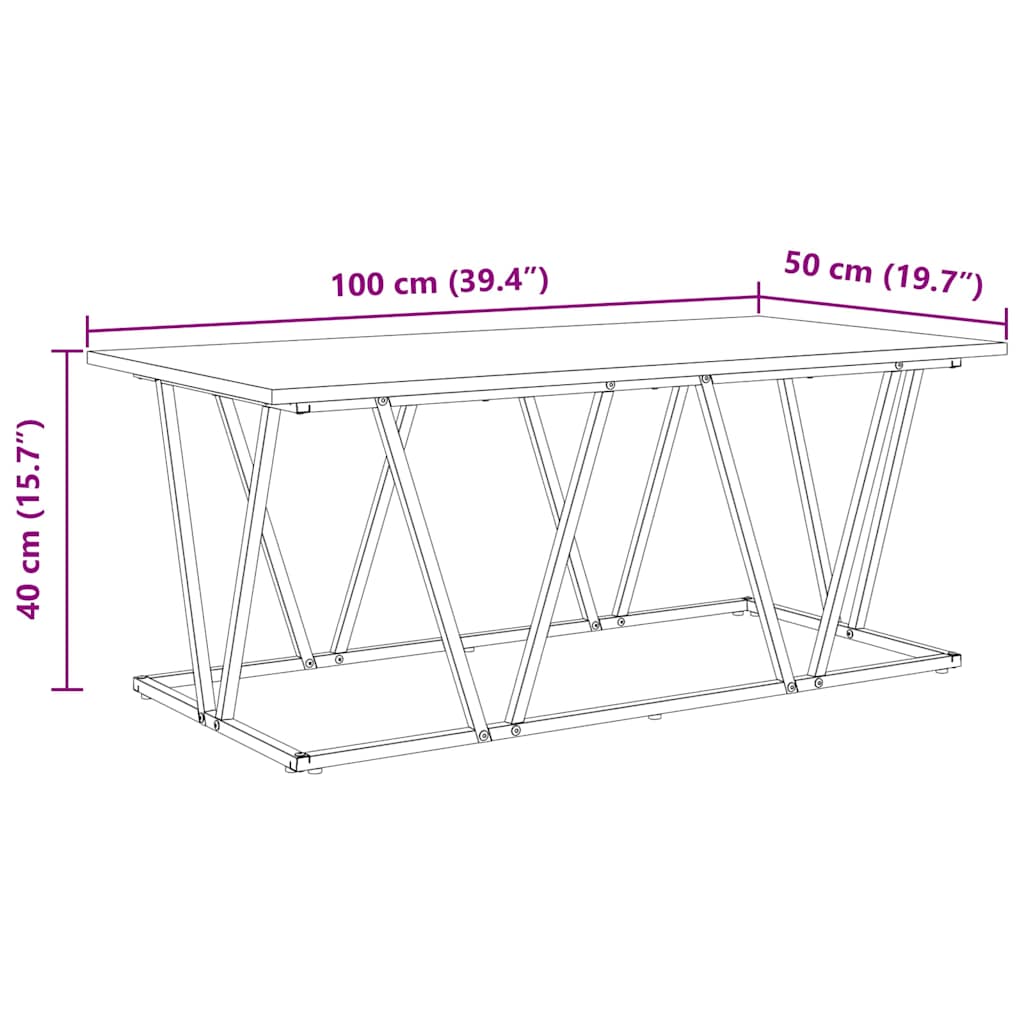Dohányzóasztal Szürke 100 x 50 x 40 cm Mérnöki fa és fém
