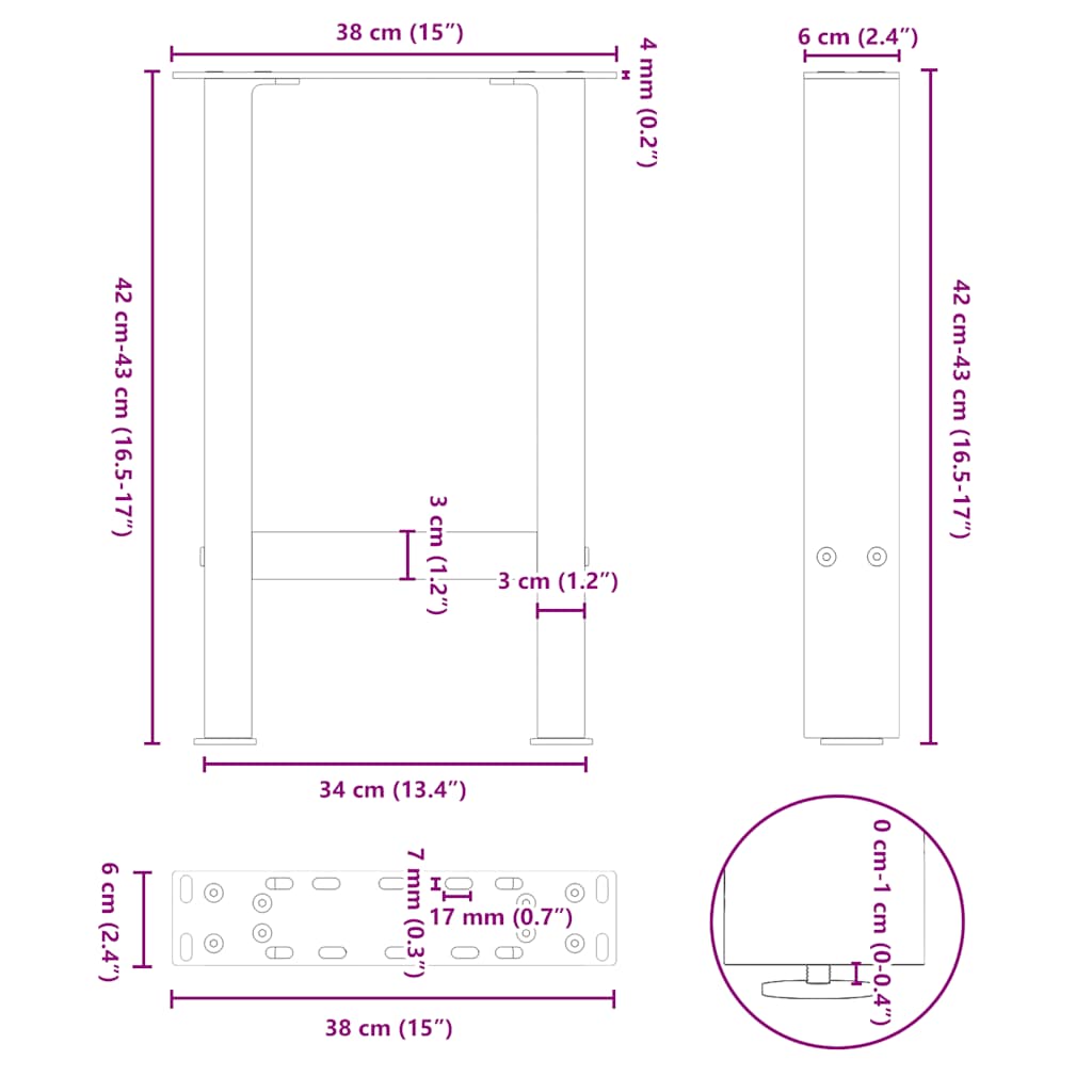 2 db natúr acél dohányzóasztal láb 38x(42-43) cm acél