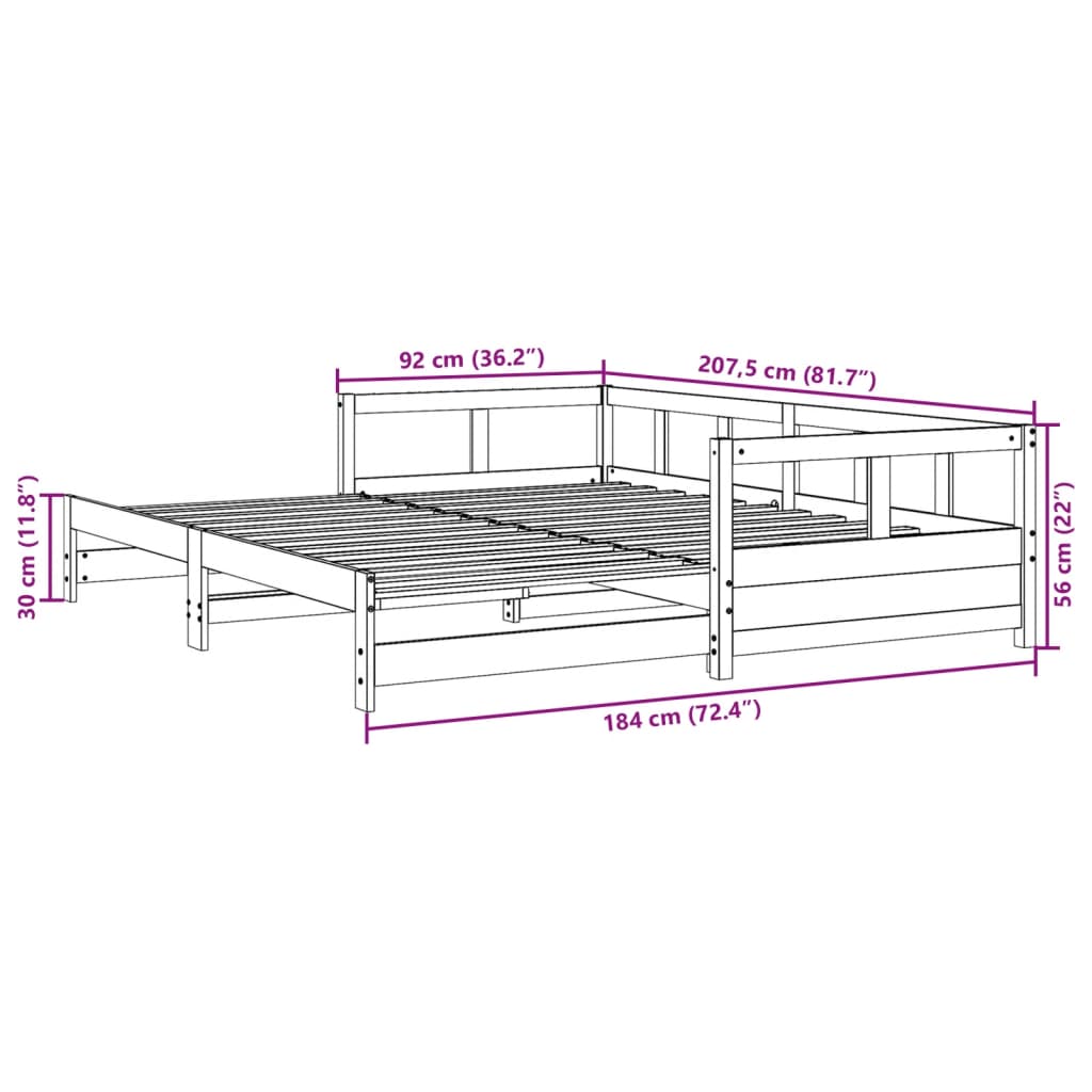fehér tömör fenyőfa kanapéágy matrac nélkül 90 x 200 cm