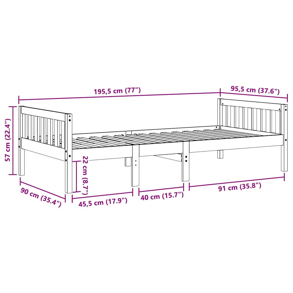 tömör fenyőfa gyerekágy matrac nélkül 90 x 190 cm