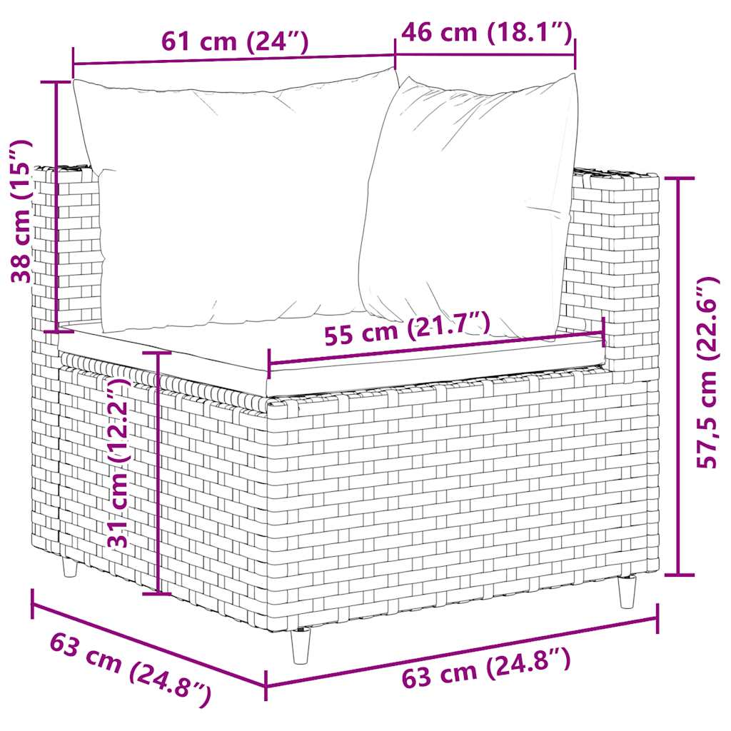 5 részes barna polyrattan kerti ülőgarnitúra párnákkal