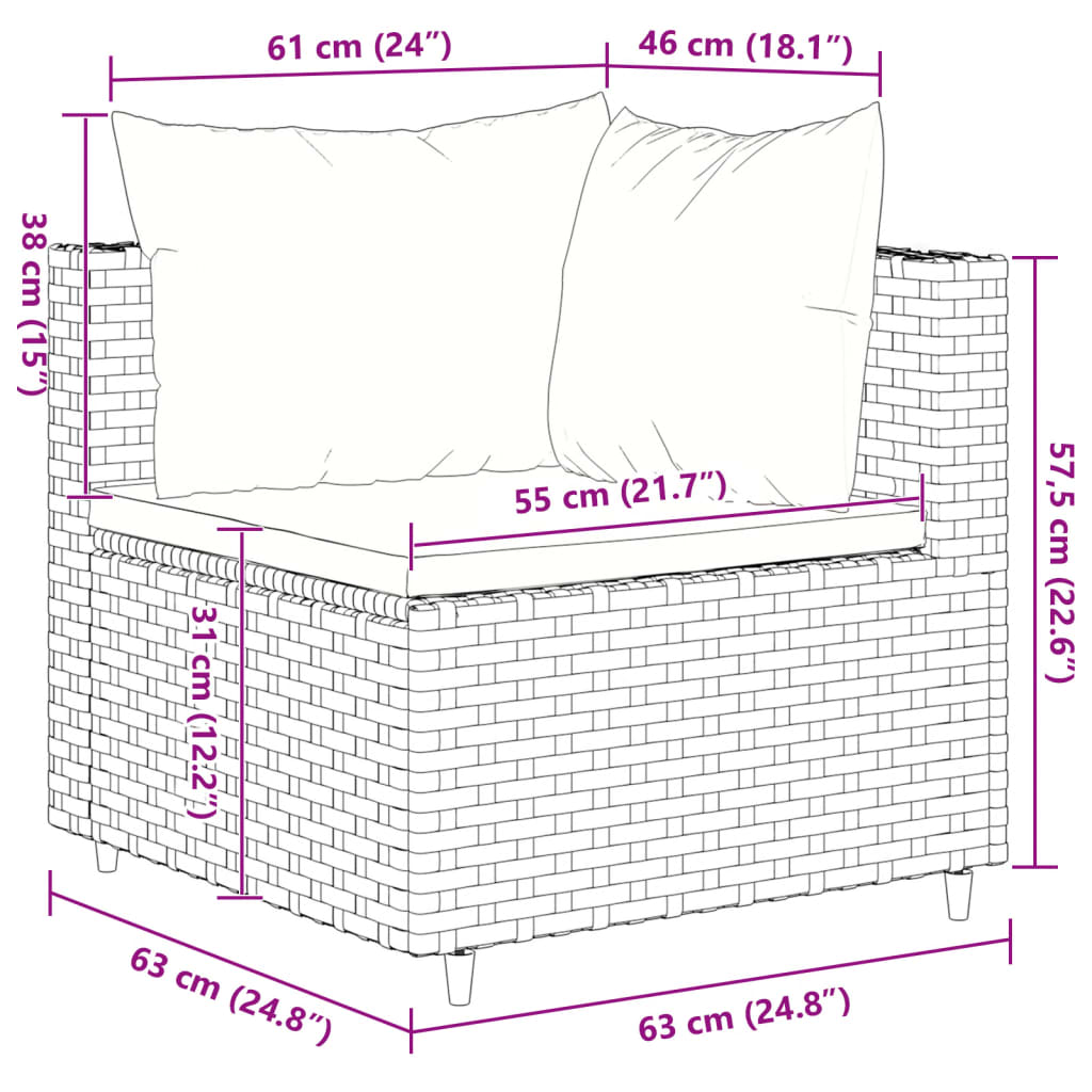 10 részes barna polyrattan kerti bútorszett párnákkal