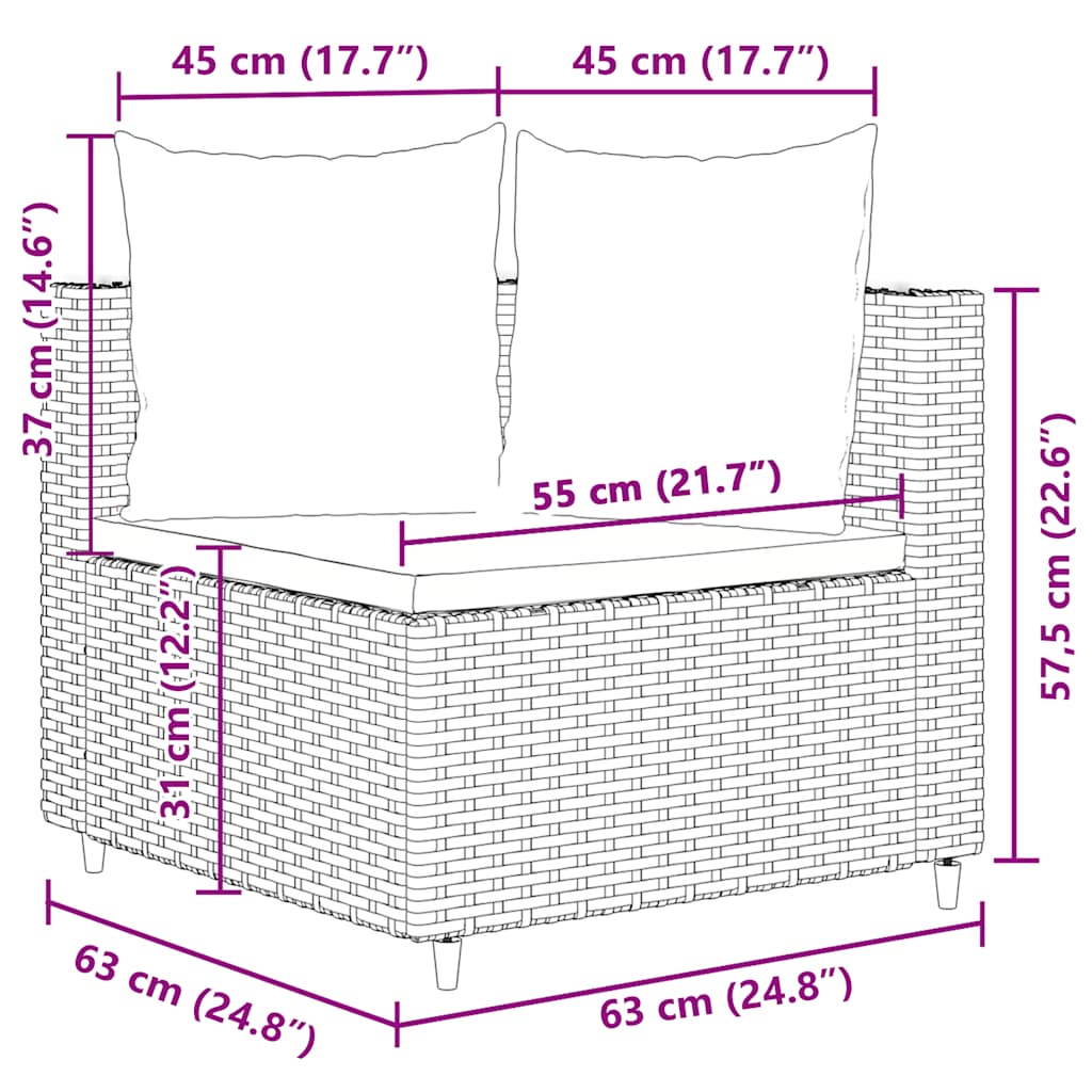 10 részes szürke polyrattan kerti ülőgarnitúra párnákkal
