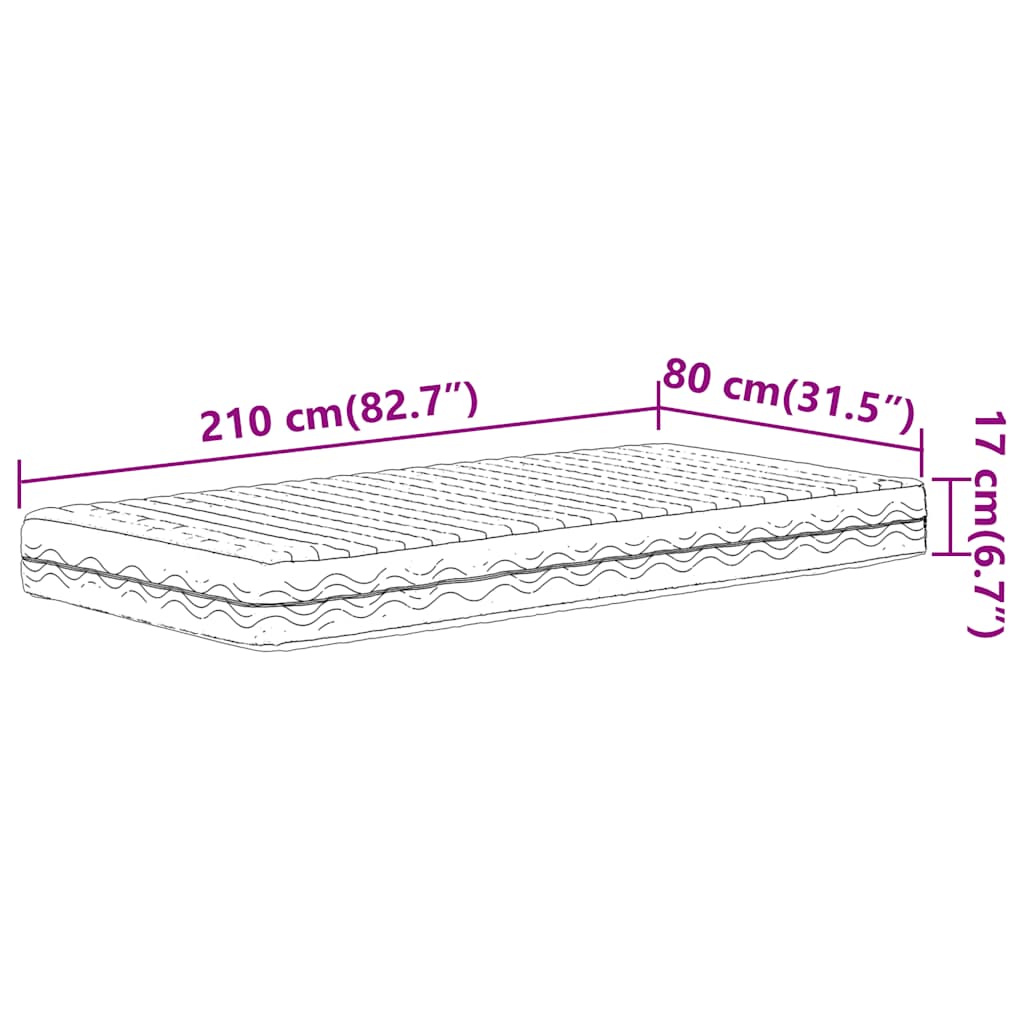 fehér H2/H3 keménységű habmatrac 80 x 210 cm