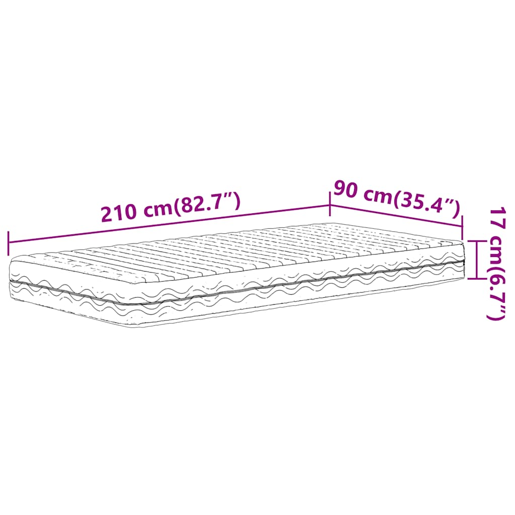 fehér H2/H3 keménységű habmatrac 90 x 210 cm