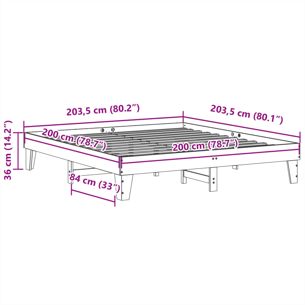 viaszbarna tömör fenyőfa ágy matrac nélkül 200 x 200 cm