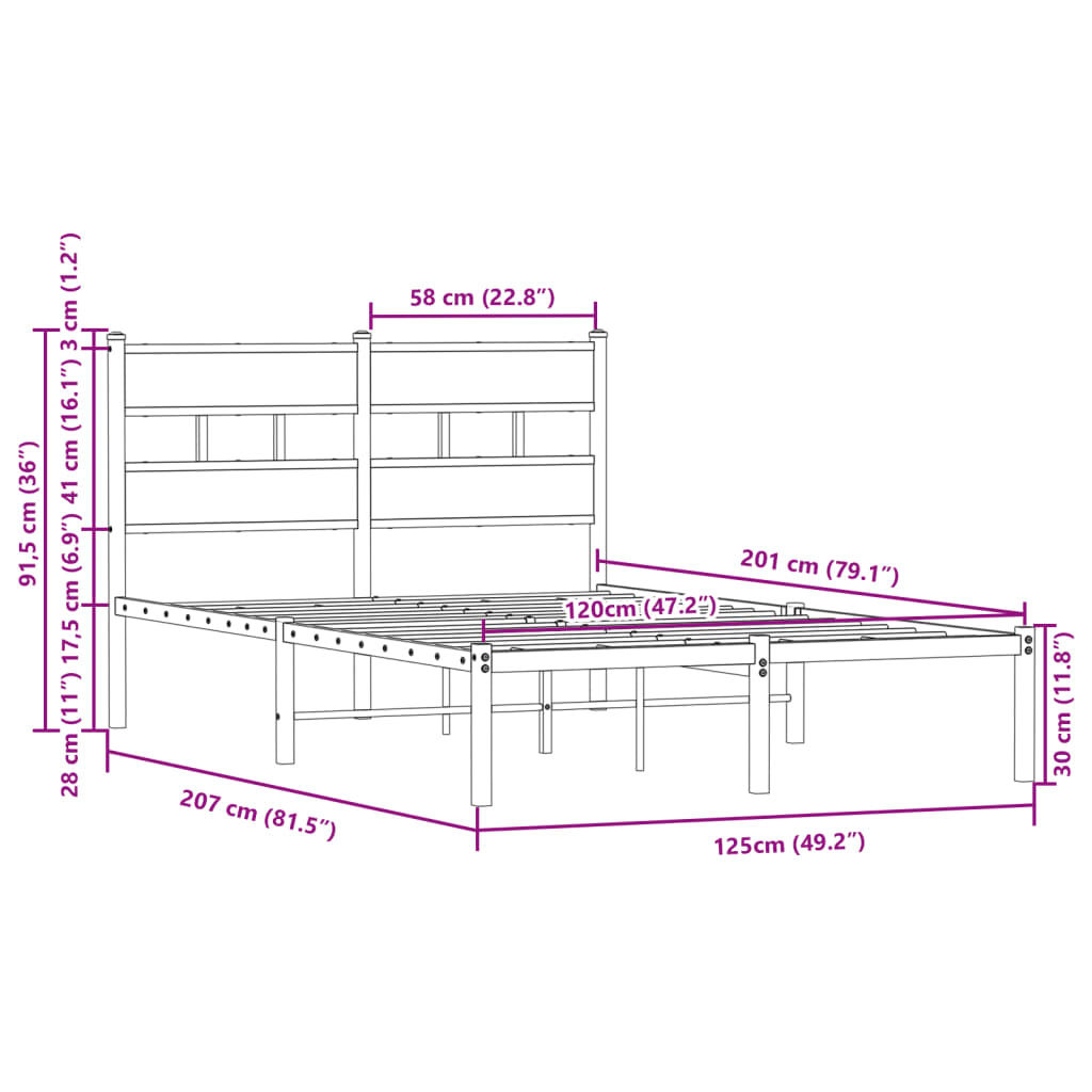barna tölgy színű fejtámlás ágykeret matrac nélkül 120 x 200 cm