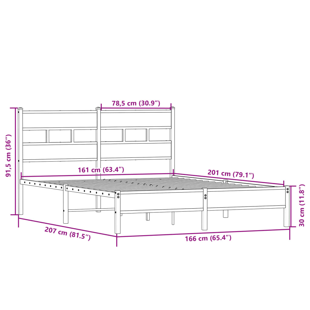 sonoma tölgy színű szerelt fa ágykeret matrac nélkül 160x200 cm