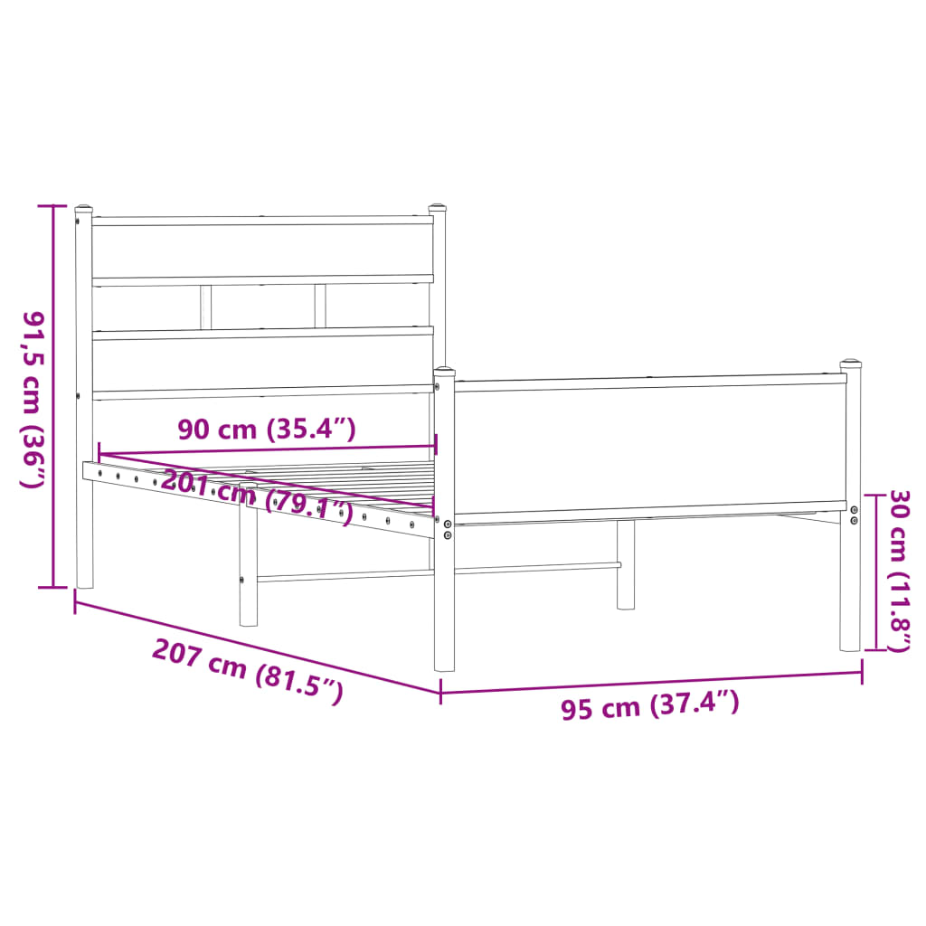 barna tölgy színű szerelt fa ágykeret matrac nélkül 90x200 cm