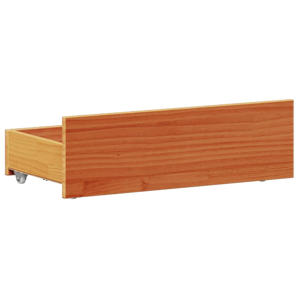 barna tömör fenyőfa könyvespolcos ágy matrac nélkül 100 x 200cm