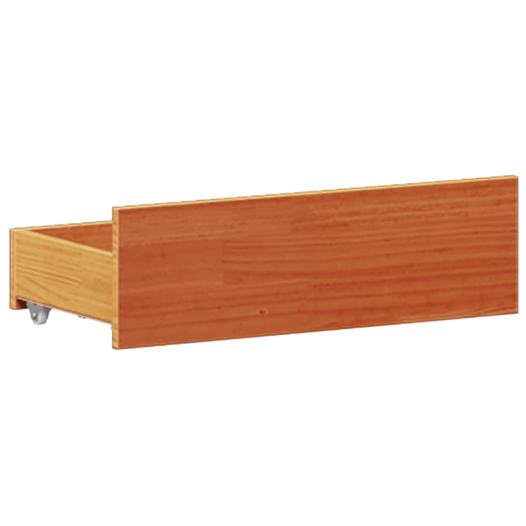 barna tömör fenyőfa könyvespolcos ágy matrac nélkül 135 x 190cm