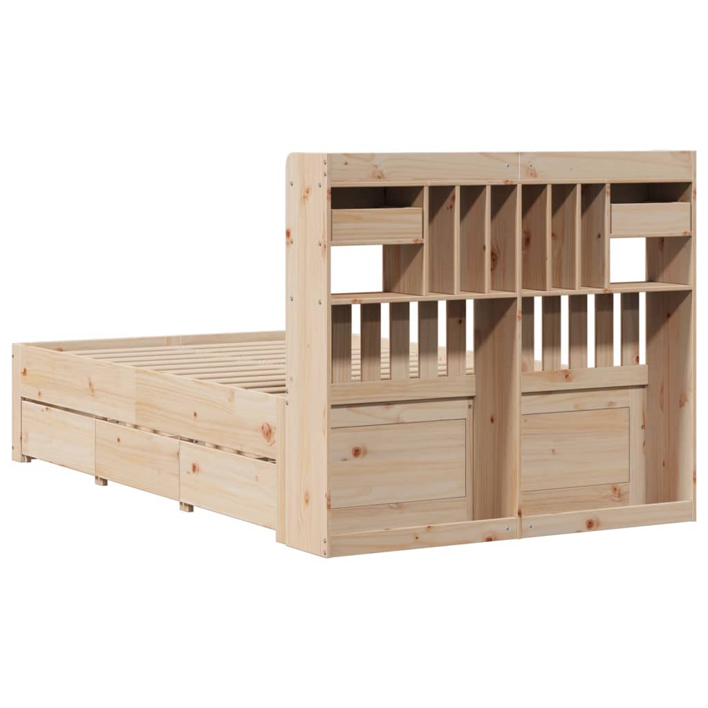 tömör fenyőfa könyvespolcos ágy matrac nélkül 135 x 190 cm