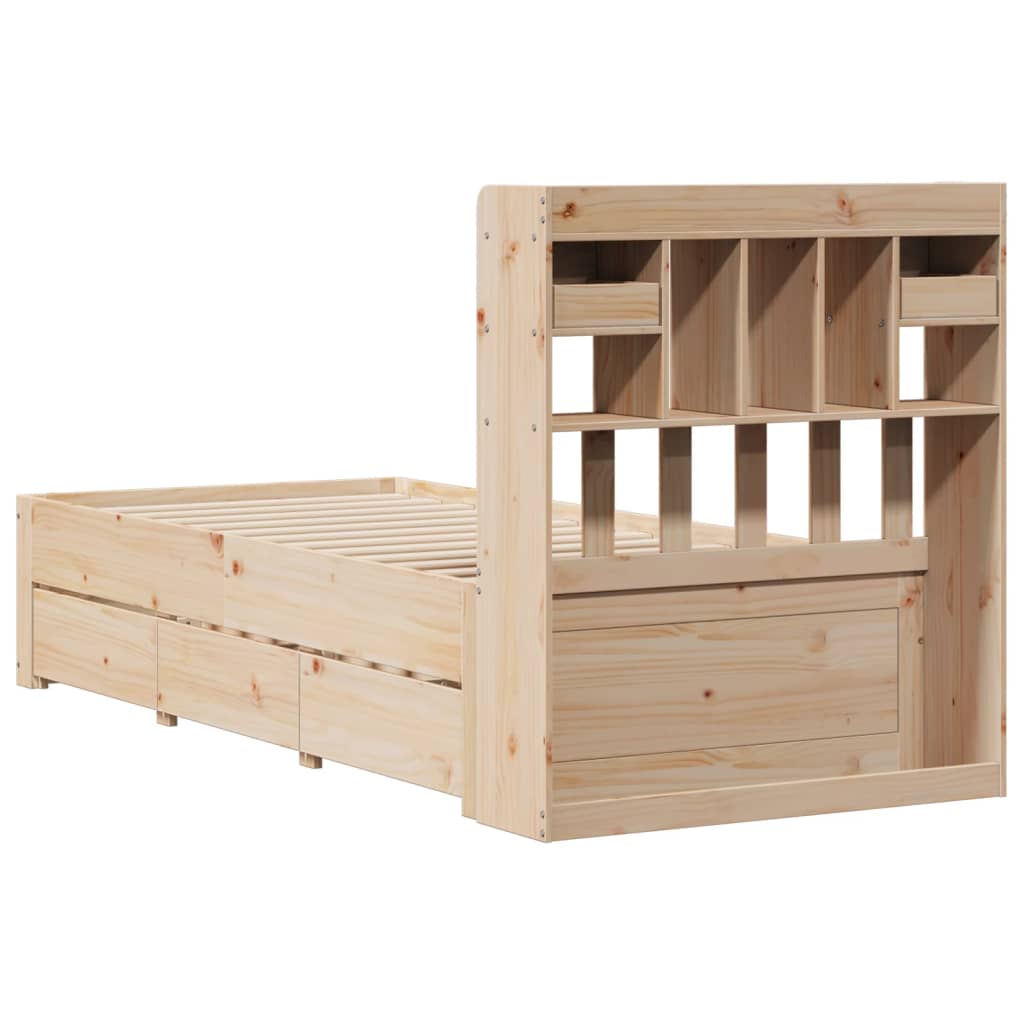 tömör fenyőfa könyvespolcos ágy matrac nélkül 75 x 190 cm