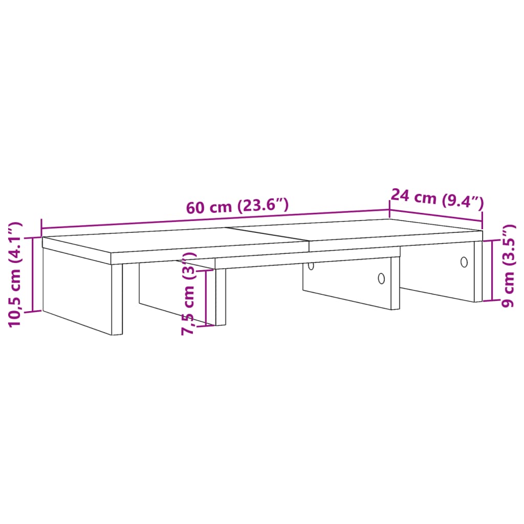 sonoma tölgy szerelt fa állítható monitorállvány 60x24x10,5 cm