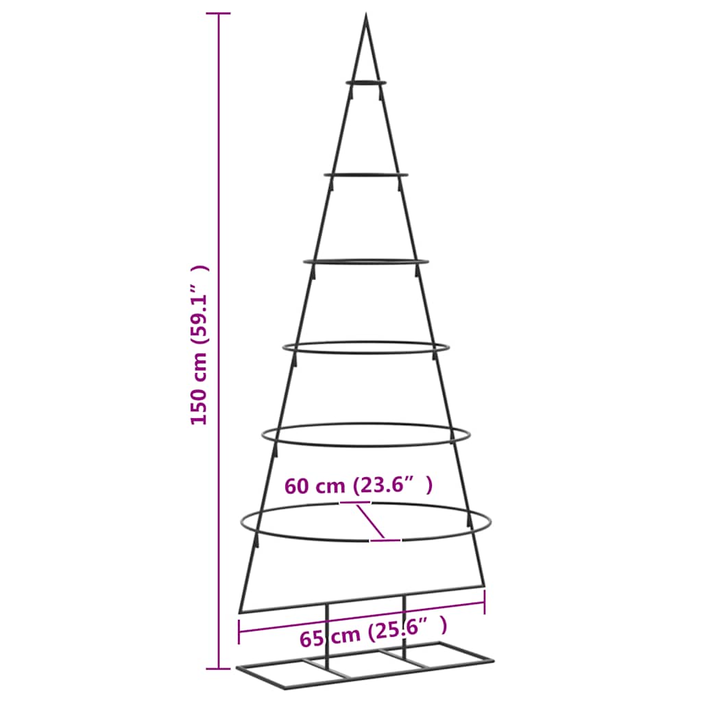 fekete fém karácsonyfa dekorációhoz 150 cm